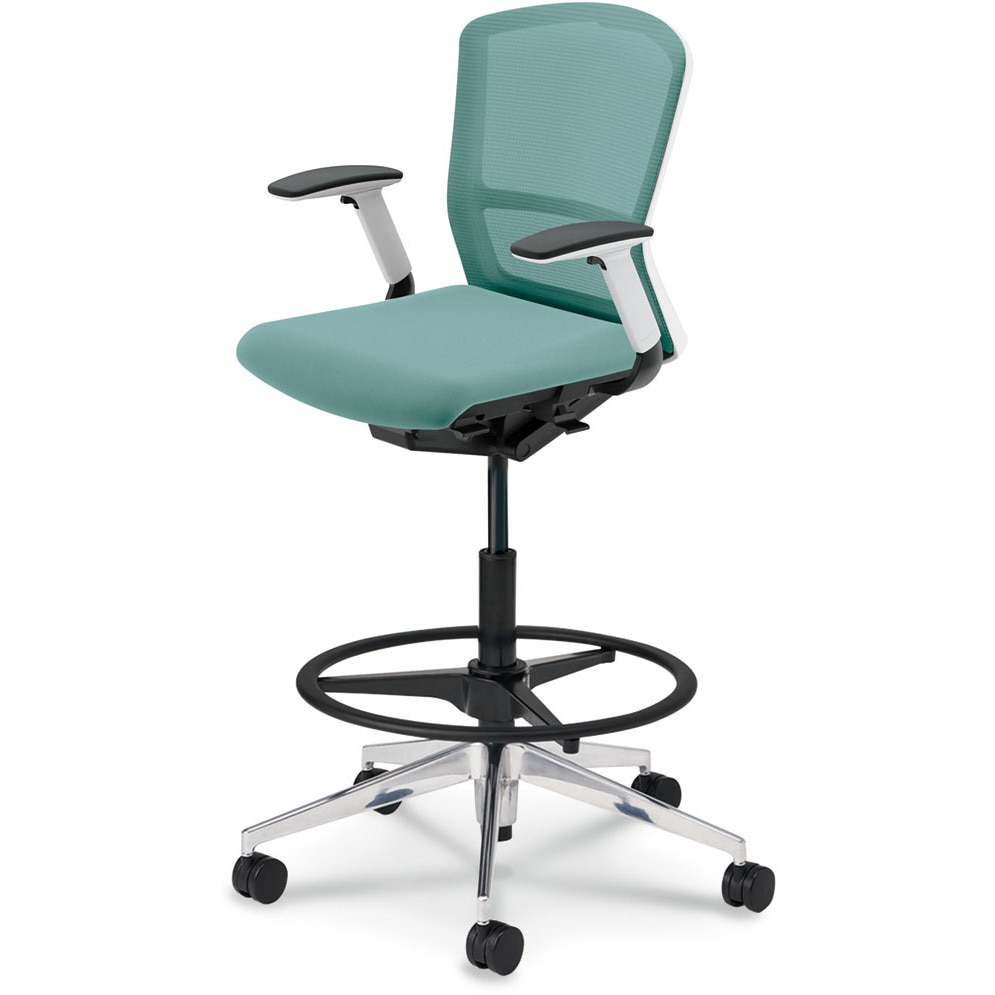 5-359-8472 Elfie(エルフィ)/ELA2_ホワイトフレーム_ハイシート 内田洋行 ナイロンキャスター クロスメッシュ アジャスタブル肘 ミドルバック   5-359-8472