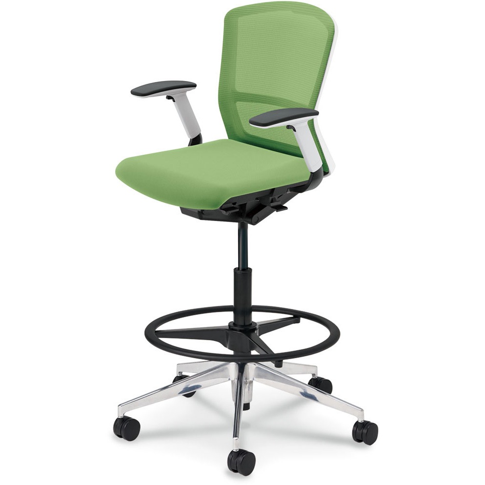 5-359-8473 Elfie(エルフィ)/ELA2_ホワイトフレーム_ハイシート 内田洋行 ナイロンキャスター クロスメッシュ アジャスタブル肘 ミドルバック   5-359-8473