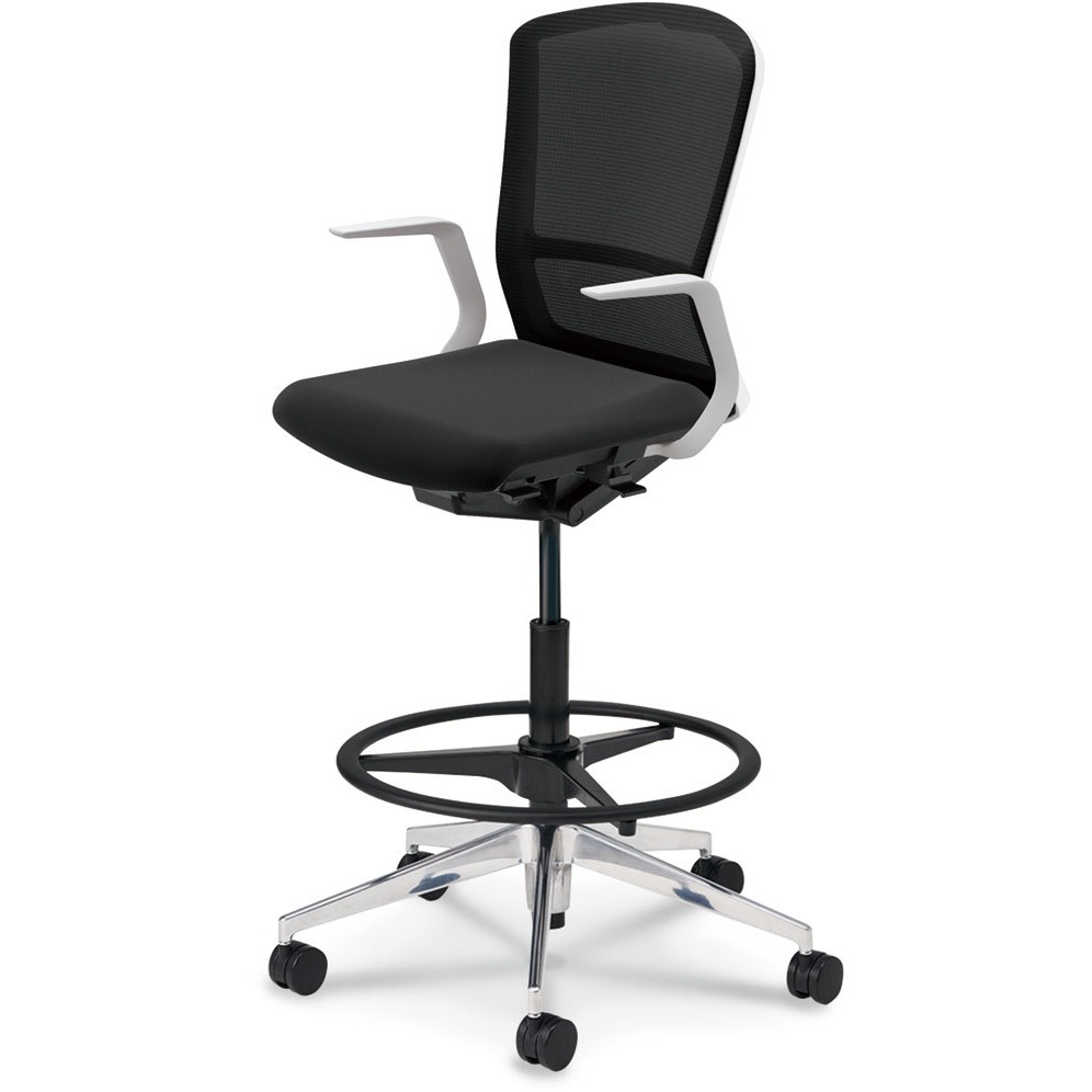 5-359-9120 Elfie(エルフィ)/ELA2_ホワイトフレーム_ハイシート 内田洋行 ナイロンキャスター クロスメッシュ L型肘 ハイバック   5-359-9120