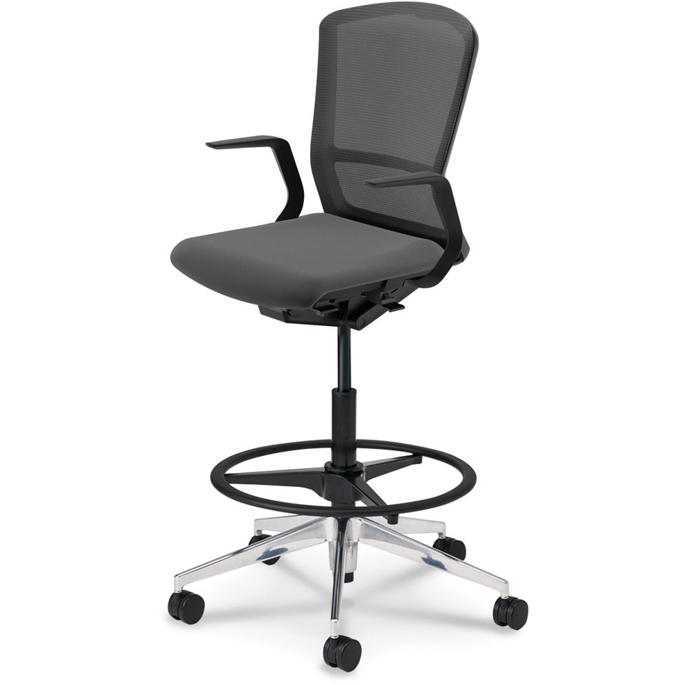 5-359-7122 Elfie(エルフィ)/ELA2_ブラックフレーム_ハイシート 内田洋行 ナイロンキャスター ハイバック L型肘   5-359-7122