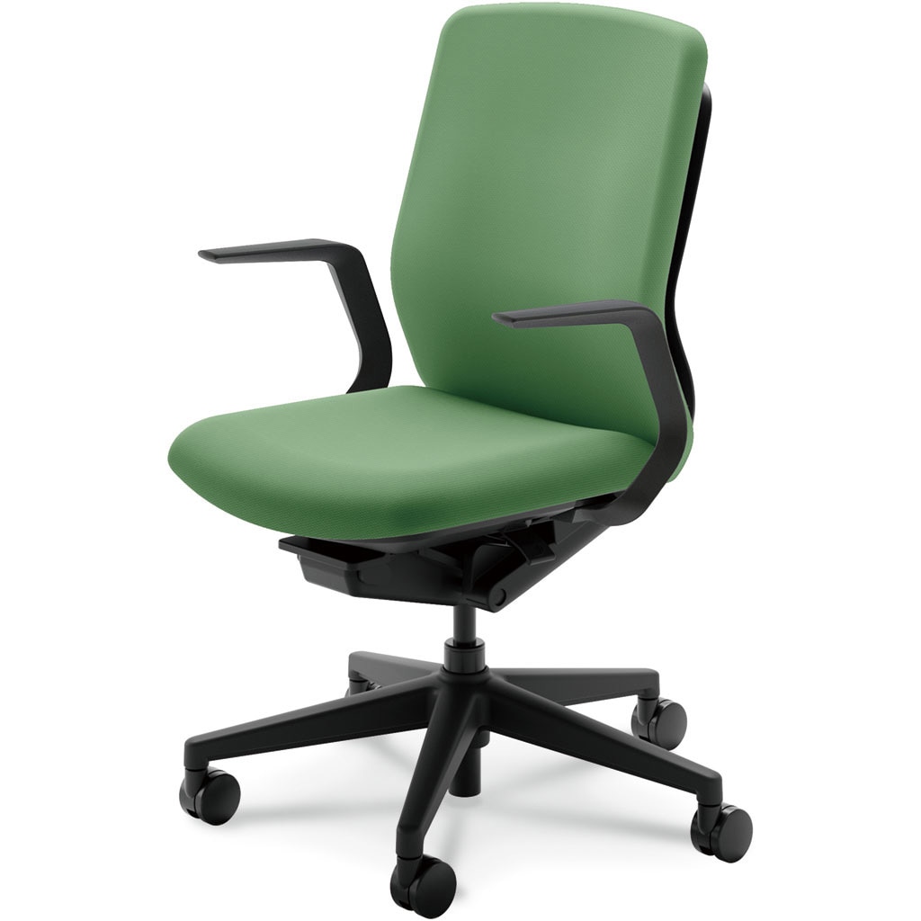 5-377-2116 KRENE(クレネチェア)/KA-300_ブラックフレーム_ハイバック 内田洋行 ナイロンキャスター L型肘   5-377-2116