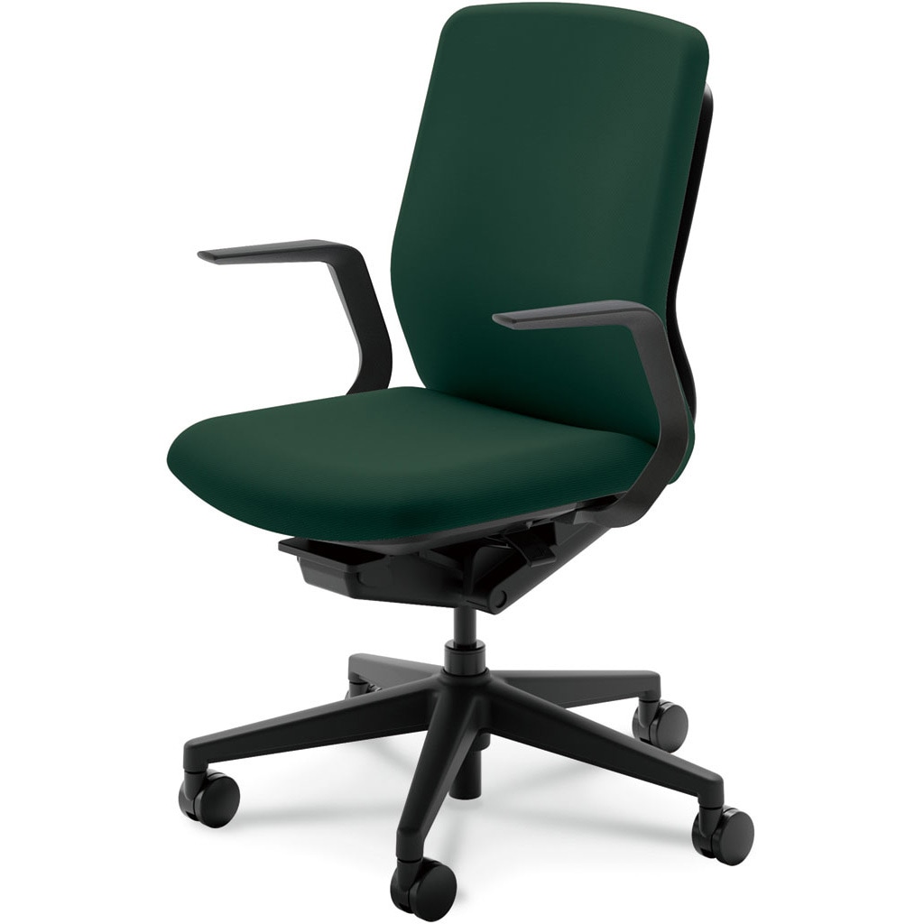 5-377-2117 KRENE(クレネチェア)/KA-300_ブラックフレーム_ハイバック 内田洋行 ナイロンキャスター L型肘   5-377-2117