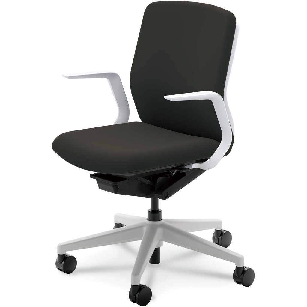 5-377-3110 KRENE(クレネチェア)/KA-100_ホワイトフレーム_ミドルバック 内田洋行 ナイロンキャスター L型肘   5-377-3110