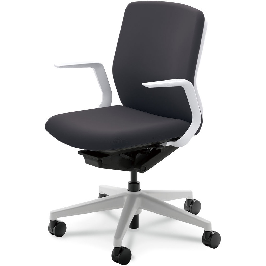 5-377-3111 KRENE(クレネチェア)/KA-100_ホワイトフレーム_ミドルバック 内田洋行 ナイロンキャスター L型肘   5-377-3111 31,187円