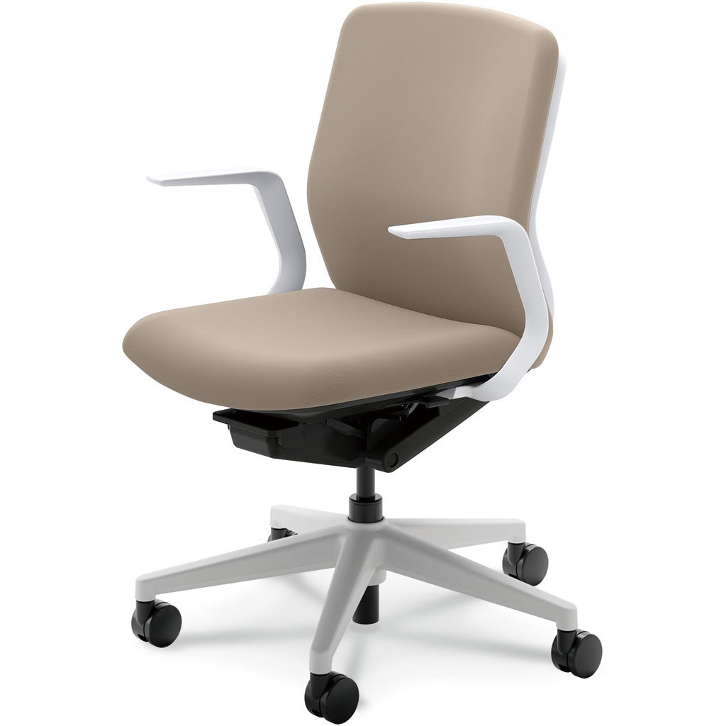 5-377-3112 KRENE(クレネチェア)/KA-100_ホワイトフレーム_ミドルバック 内田洋行 ナイロンキャスター L型肘   5-377-3112