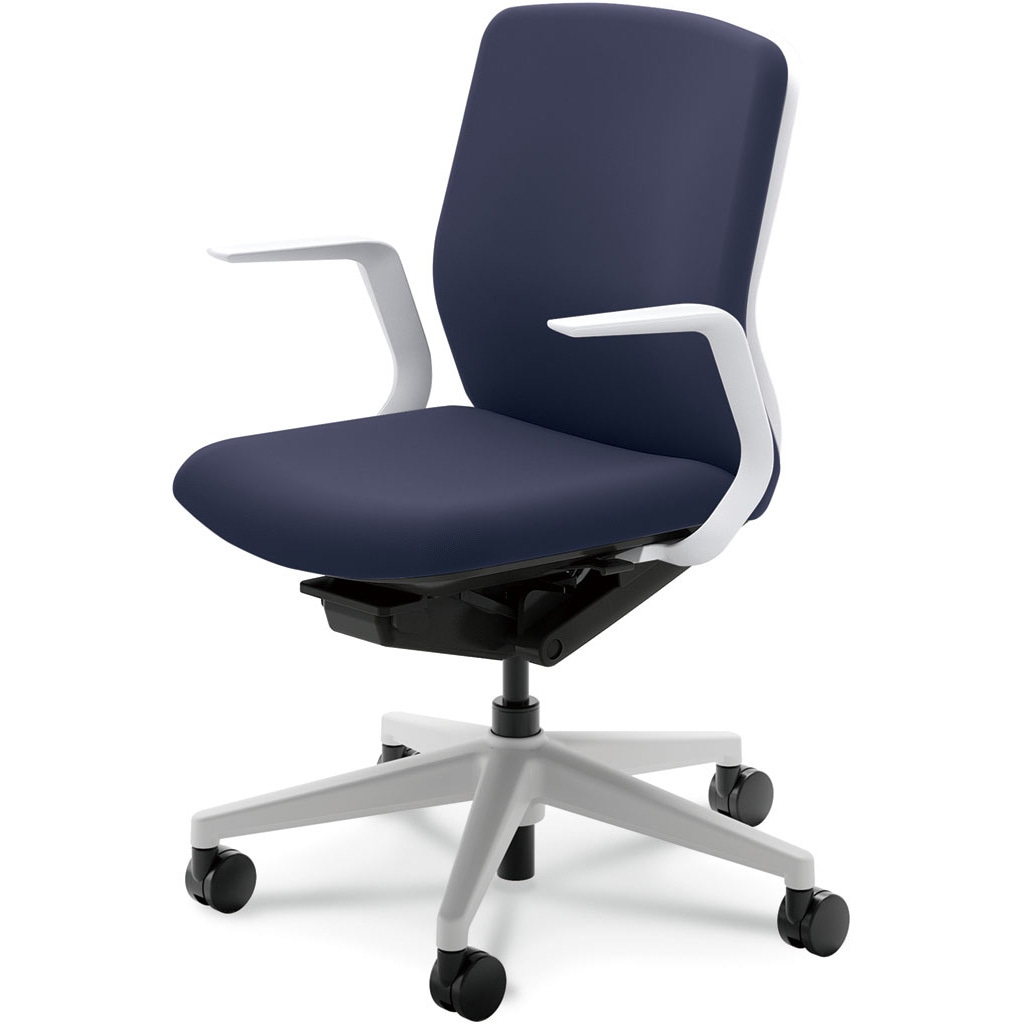 5-377-3115 KRENE(クレネチェア)/KA-100_ホワイトフレーム_ミドルバック 内田洋行 ナイロンキャスター L型肘   5-377-3115