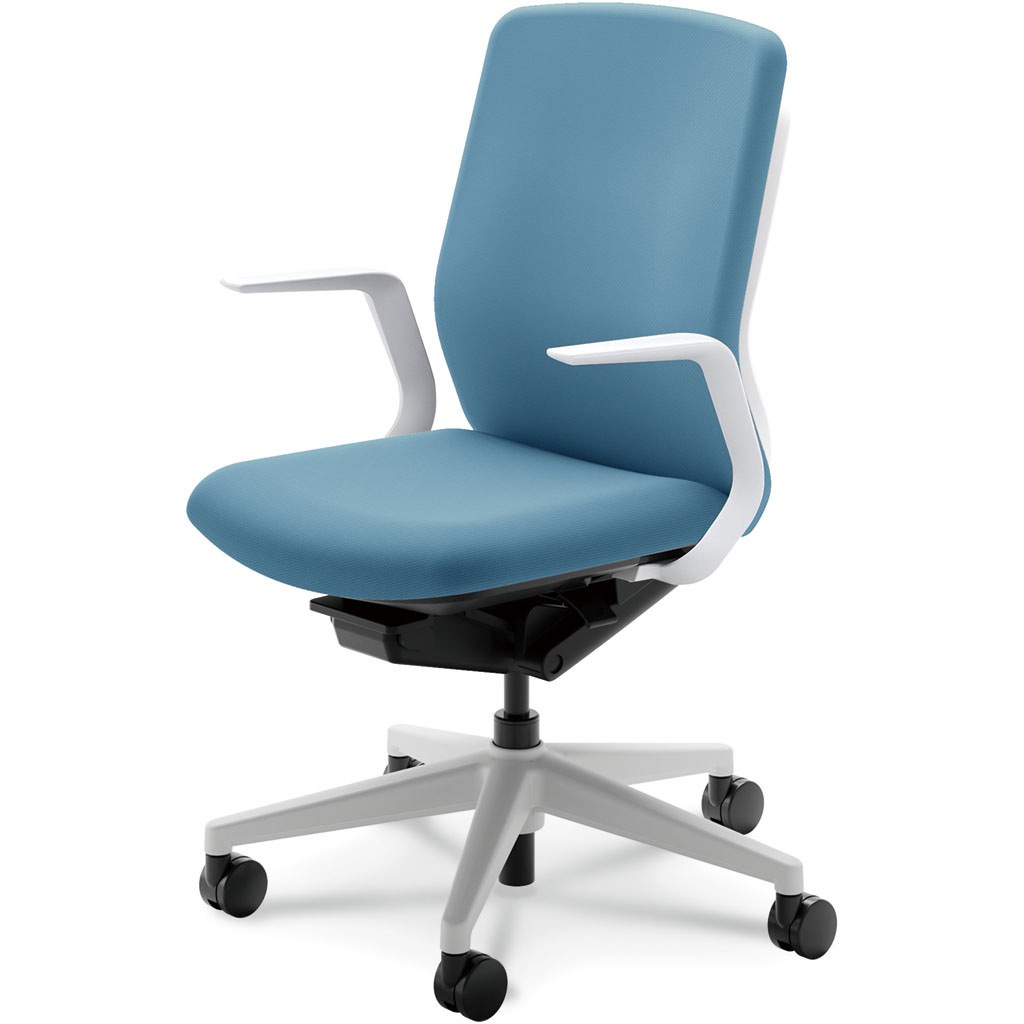 5-377-4114 KRENE(クレネチェア)/KA-300_ホワイトフレーム_ハイバック 内田洋行 ナイロンキャスター L型肘   5-377-4114