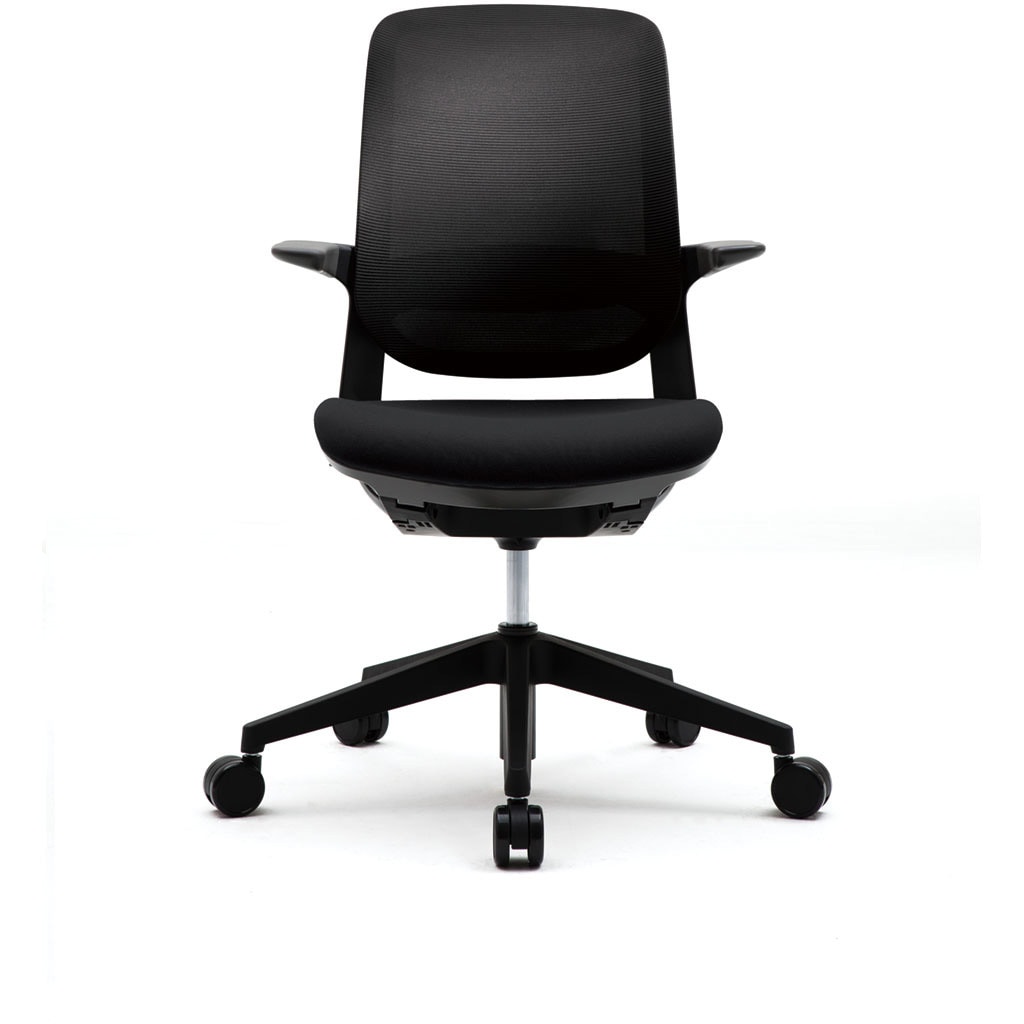 6-109-2402 Fursys T250シリーズ_ブラックフレーム 内田洋行 ナイロンキャスター 背 クロスメッシュ 固定肘