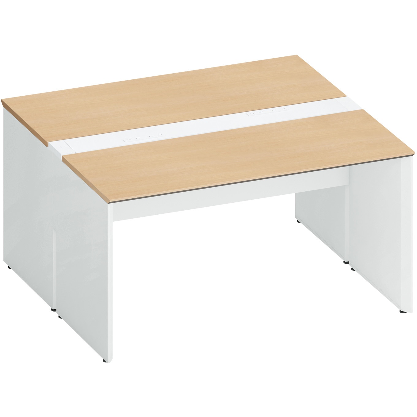 DWV-PD1414-SAWMT11 デスク ワークヴィスタ+ 両面D700 固定式電源付き配線カバー(配送・組立サービス付き) コクヨ 高さ720mm幅1400mm奥行1400mm  DWV-PD1414-SAWMT11