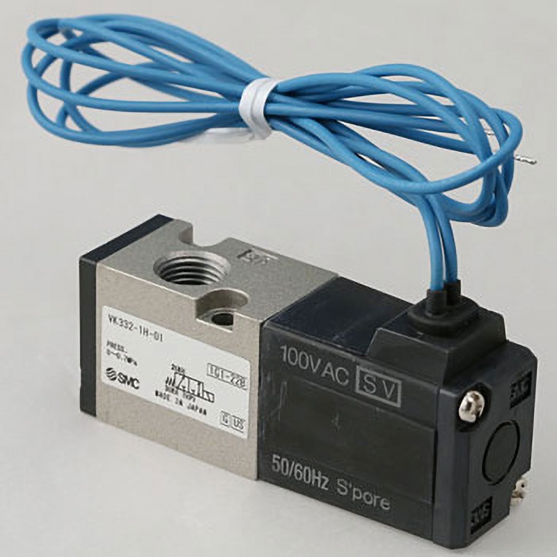 VK332-1H-01 3ポートソレノイドバルブ直動ポペットタイプ弾性体シール SMC 接続口径(01)1/8(Aポート)  VK332-1H-01