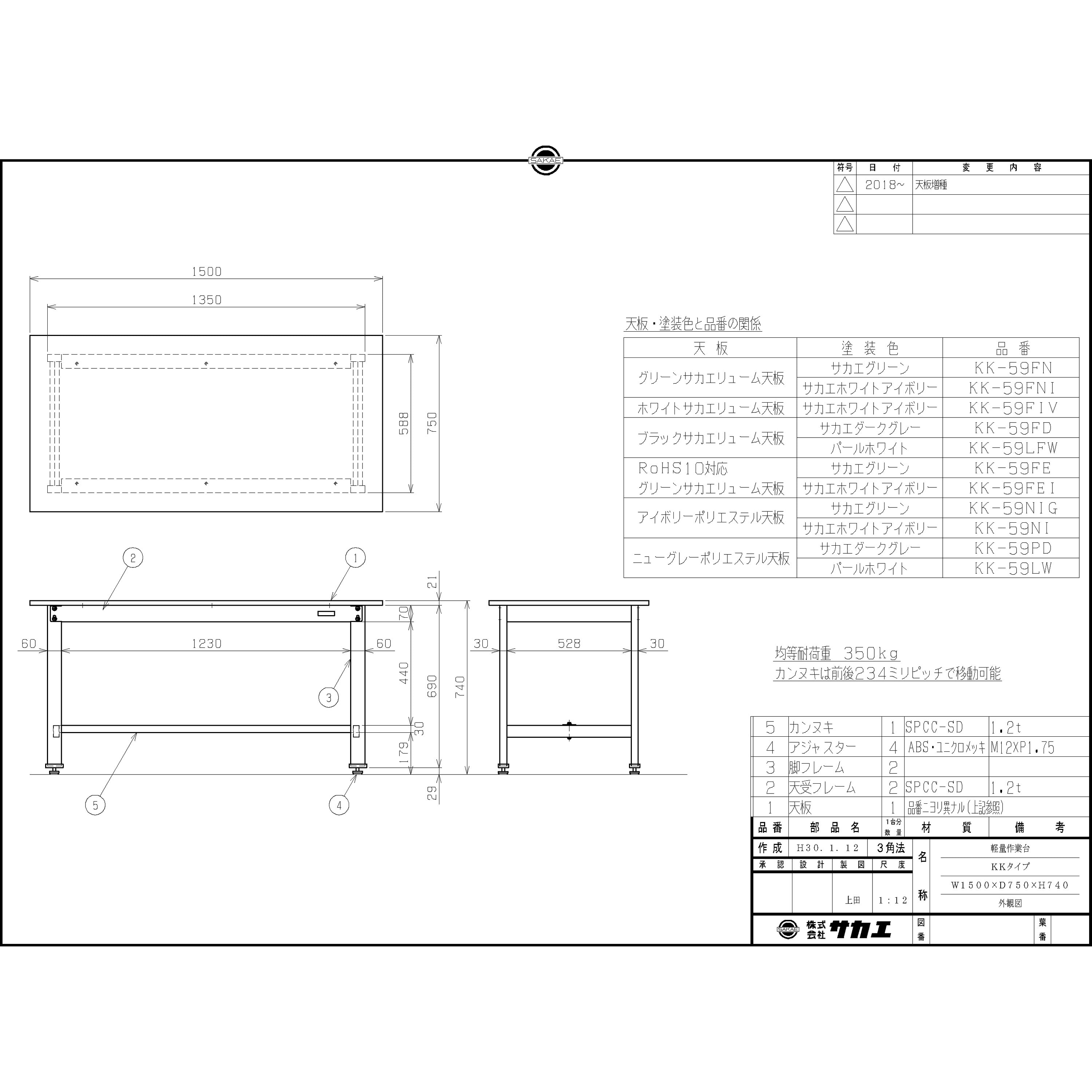 サカエ 軽量作業台(CKタイプ/均等耐荷重300kg/サカエリューム天
