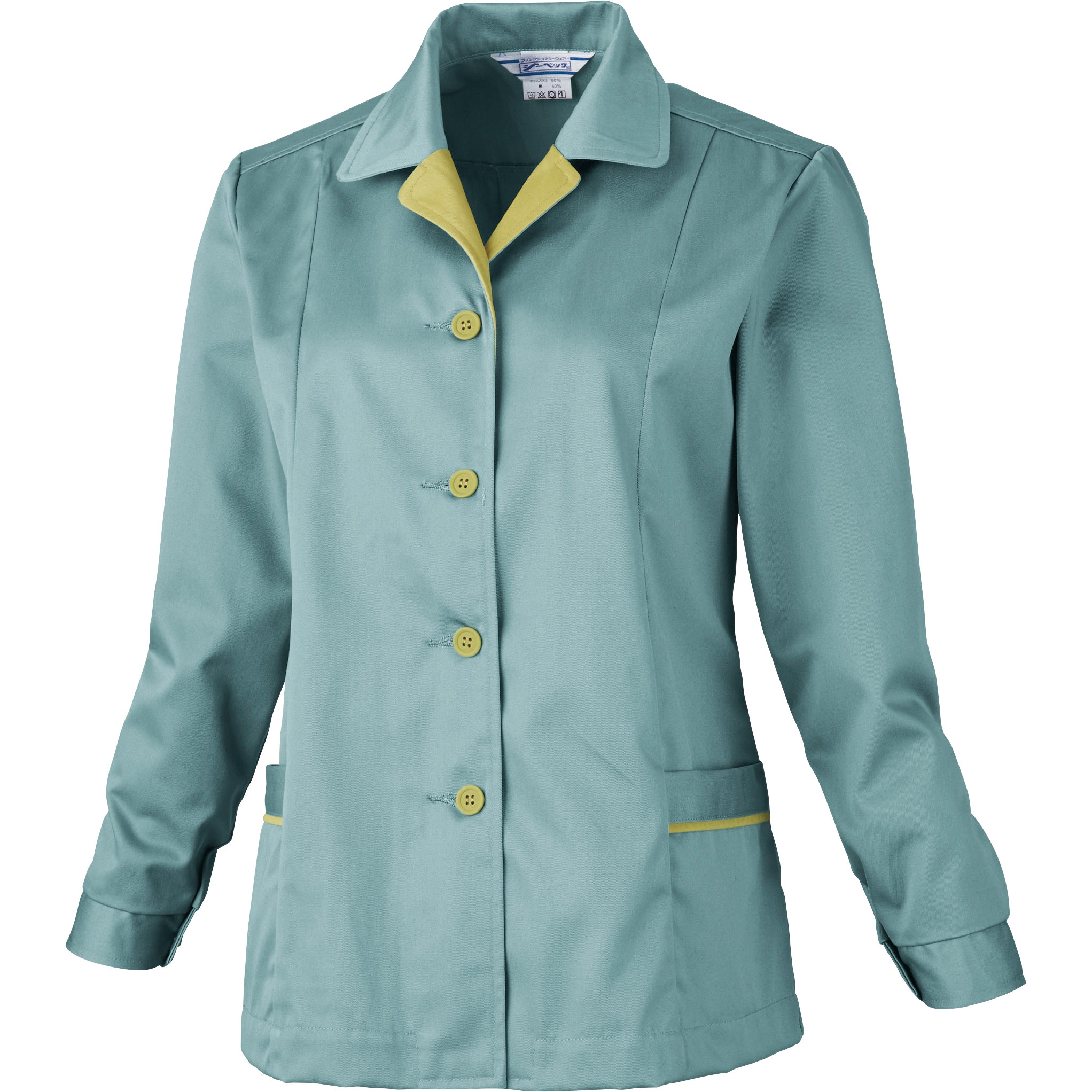9102 レディスジャケット 9102 ジーベック 混率(%):ポリエステル60・綿40 ソフトツイル グリーン色 サイズ9着丈64cm