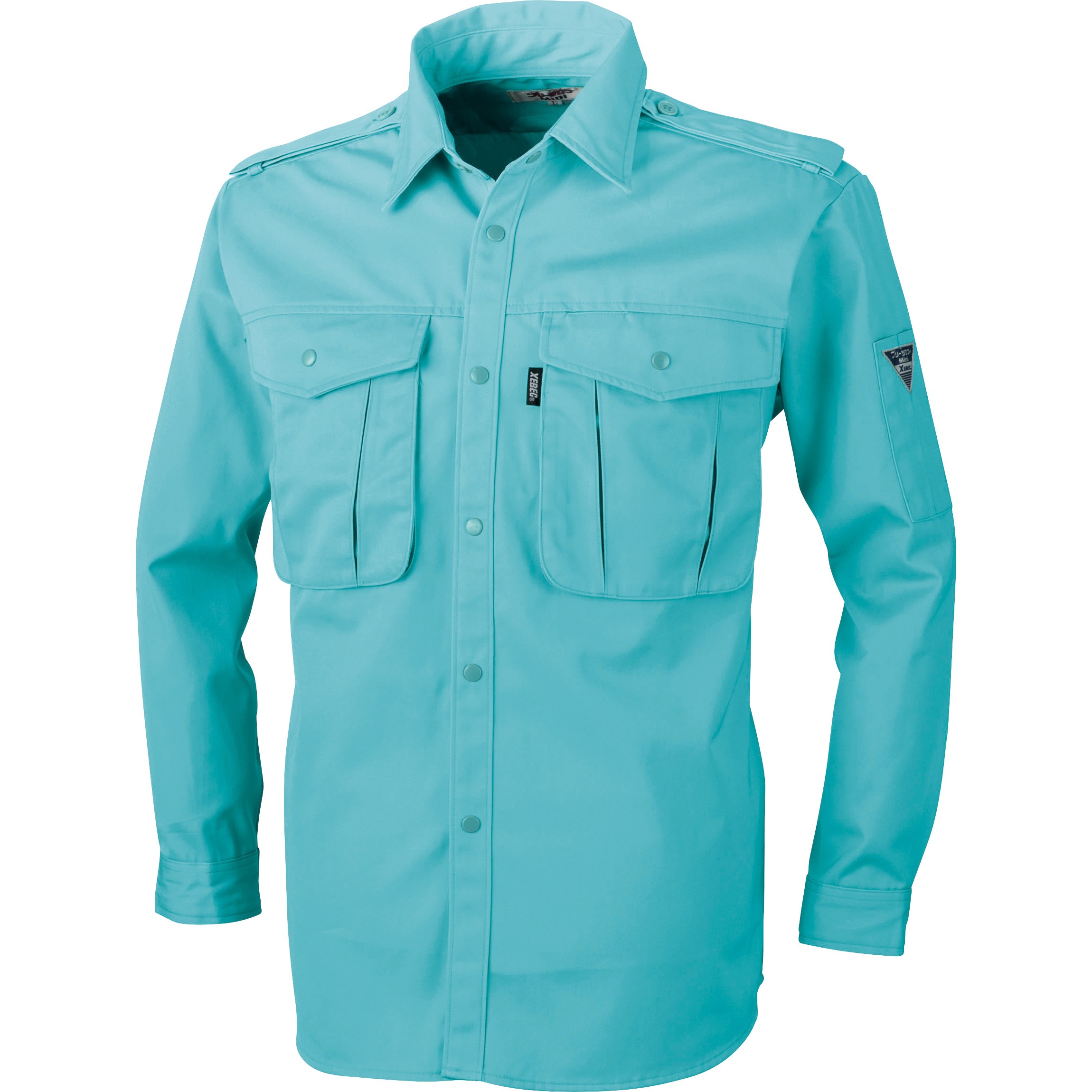 1284 プリーツロンミニ長袖シャツ 1284 ジーベック 混率(%):ポリエステル65・綿35 ミントグリーン色 4L着丈84cm