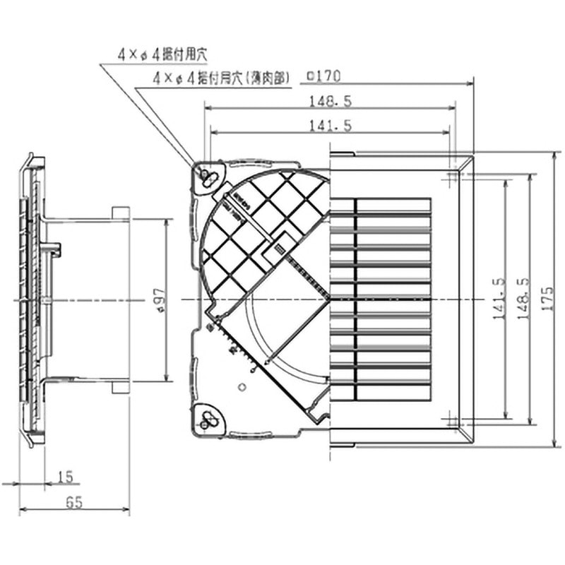 P-13GLF6 給排気グリル 1台 三菱電機 【通販モノタロウ】