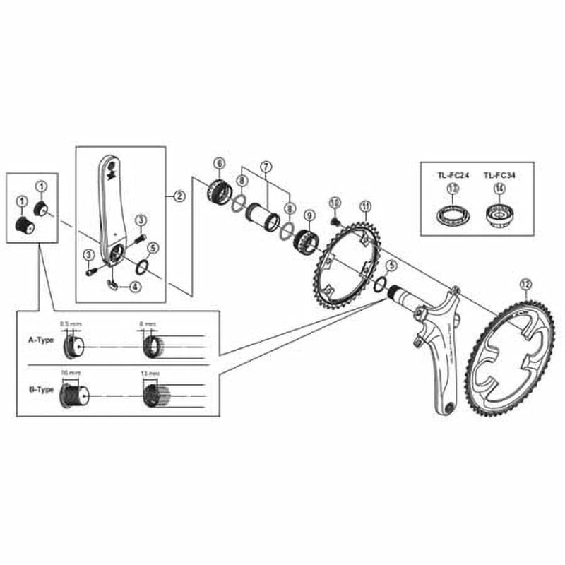 Y1N218000 FC-9000 クランクトリツケボルト(Bタイプ：16mm) 1個