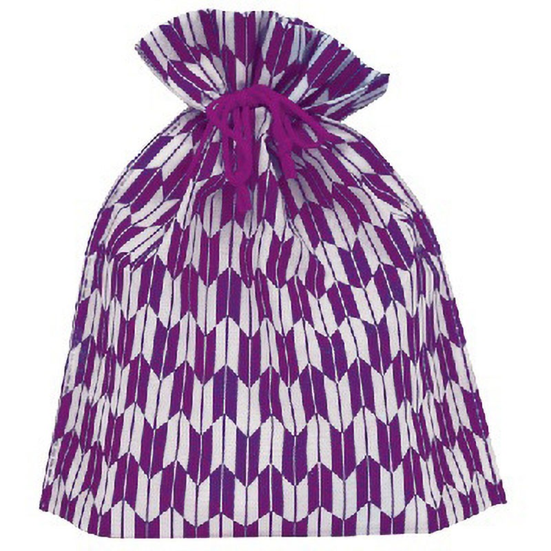 SW2528YA-V 不織布巾着矢絣柄 三和 バイオレット色 1箱(50枚×20袋