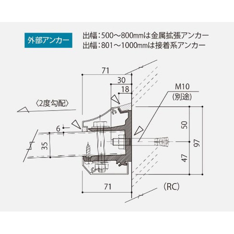 アルフィン ADシリーズ 三方樋 AD1G 出幅500mm 全長3600mm 全3色 アルフィン ADシリーズ 三方樋 AD1G 出幅500mm 全長1900mm 全3色
