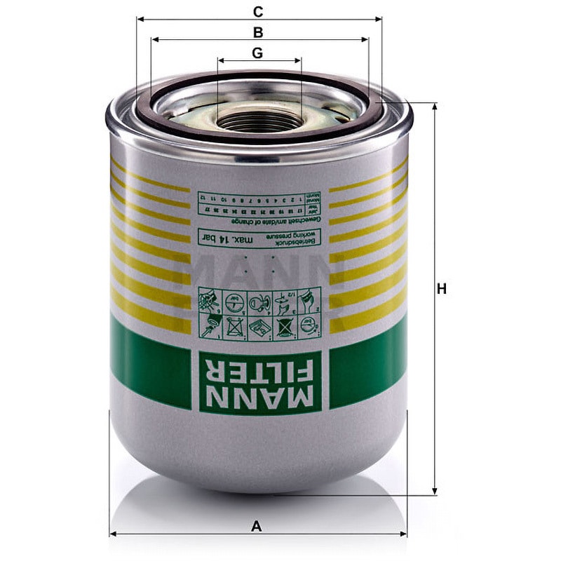 TB1394/8X 輸入車用エアブレーキシステム用エアドライヤー 1個 MANN-FILTER 【通販モノタロウ】