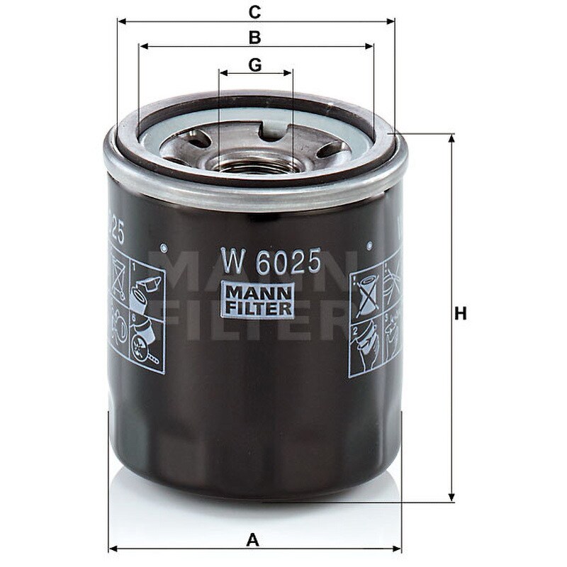 W6025 輸入車用オイルフィルター 1個 MANN-FILTER 【通販サイトMonotaRO】