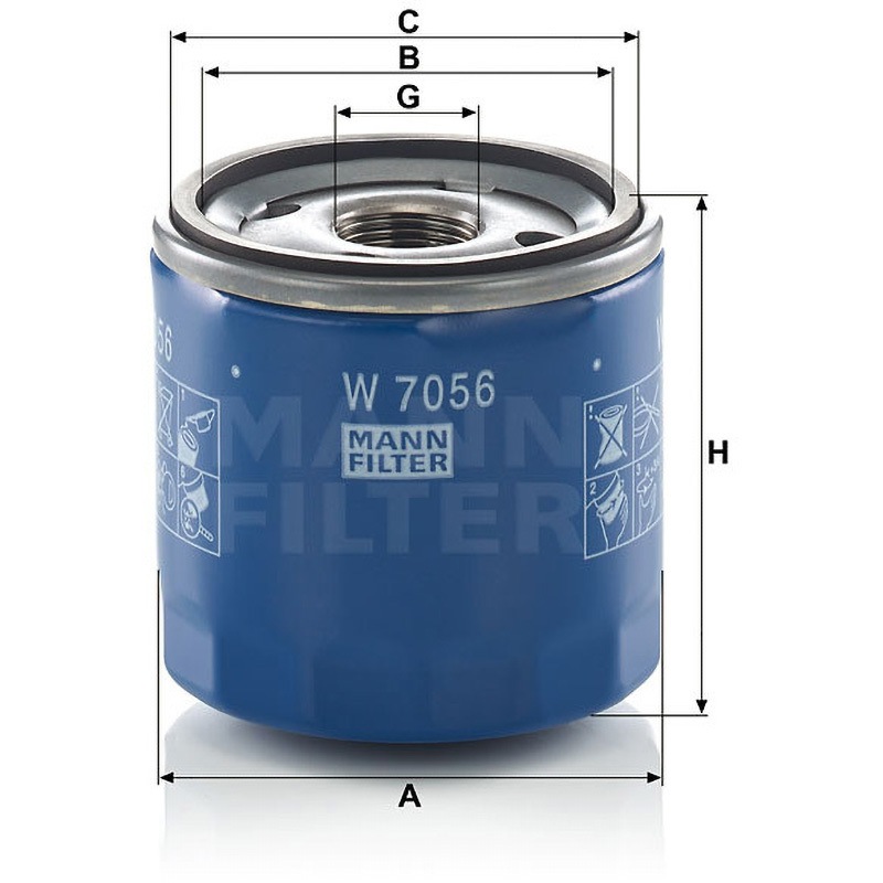 W7056 輸入車用オイルフィルター 1個 MANN-FILTER 【通販モノタロウ】