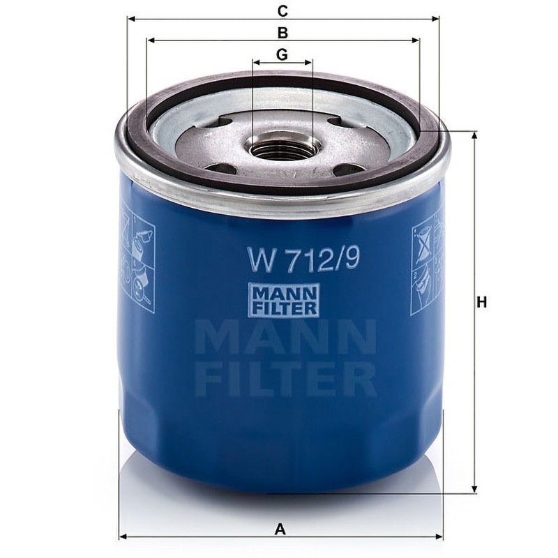W712/9 輸入車用オイルフィルター 1個 MANN-FILTER 【通販モノタロウ】
