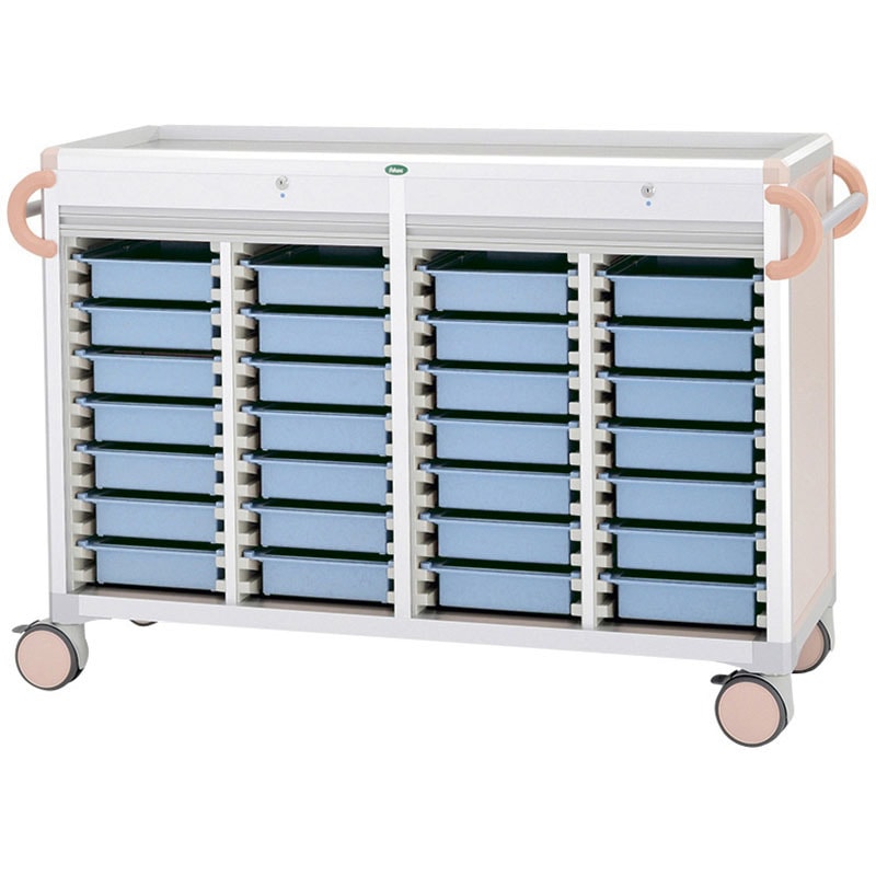 C3407Y-NS414SB 与薬カート(朝昼夕寝る前)YT-16 C3407Y-NS414SB(ピーチ) トレー：ブルー 1台 サカセ化学工業 【通販モノタロウ】