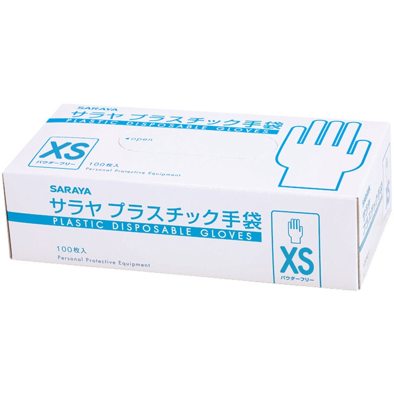 53497 プラスチック手袋粉無100枚入 SARAYA(サラヤ) 透明色 厚さ