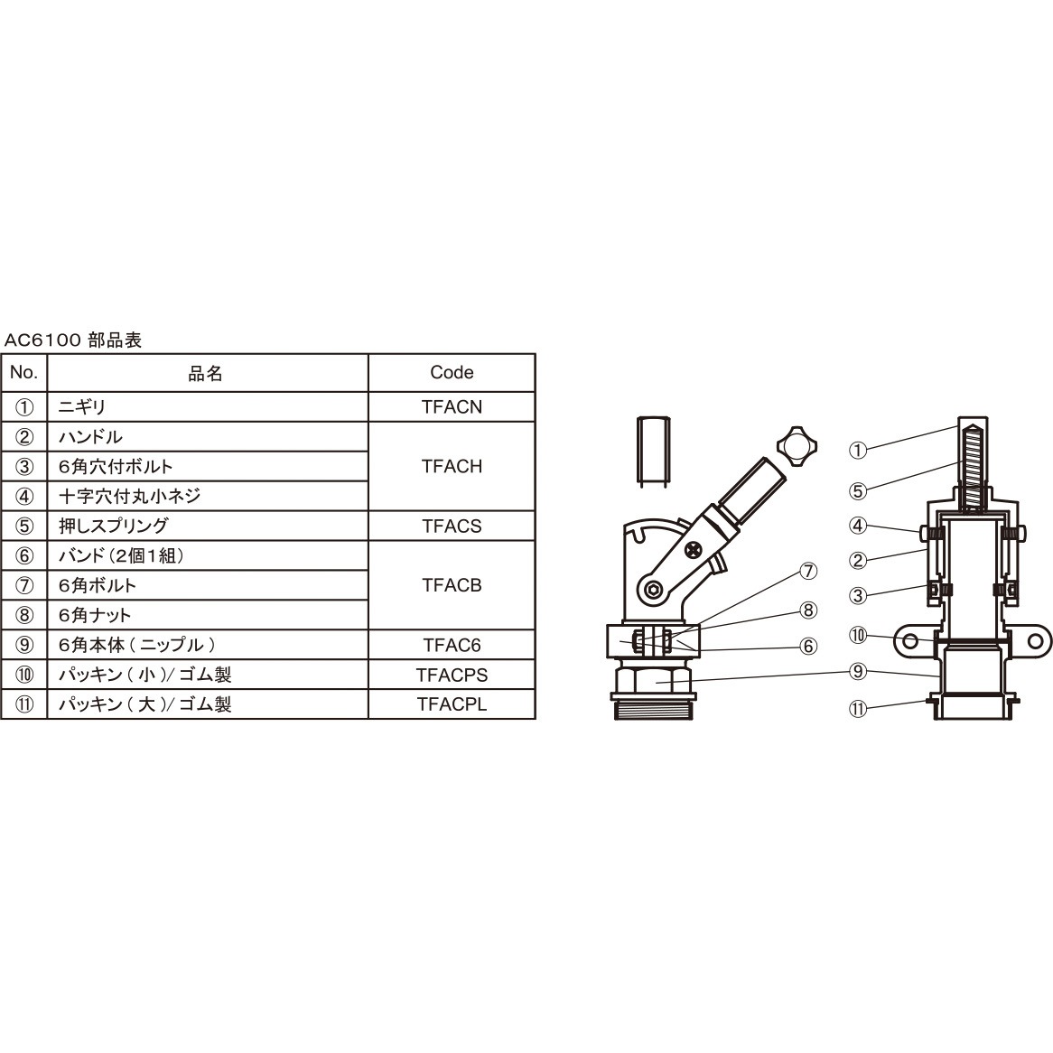 （まとめ）旭金属工業 急速オイルコック部品 ニギリTFACN 1個〔×3セット〕