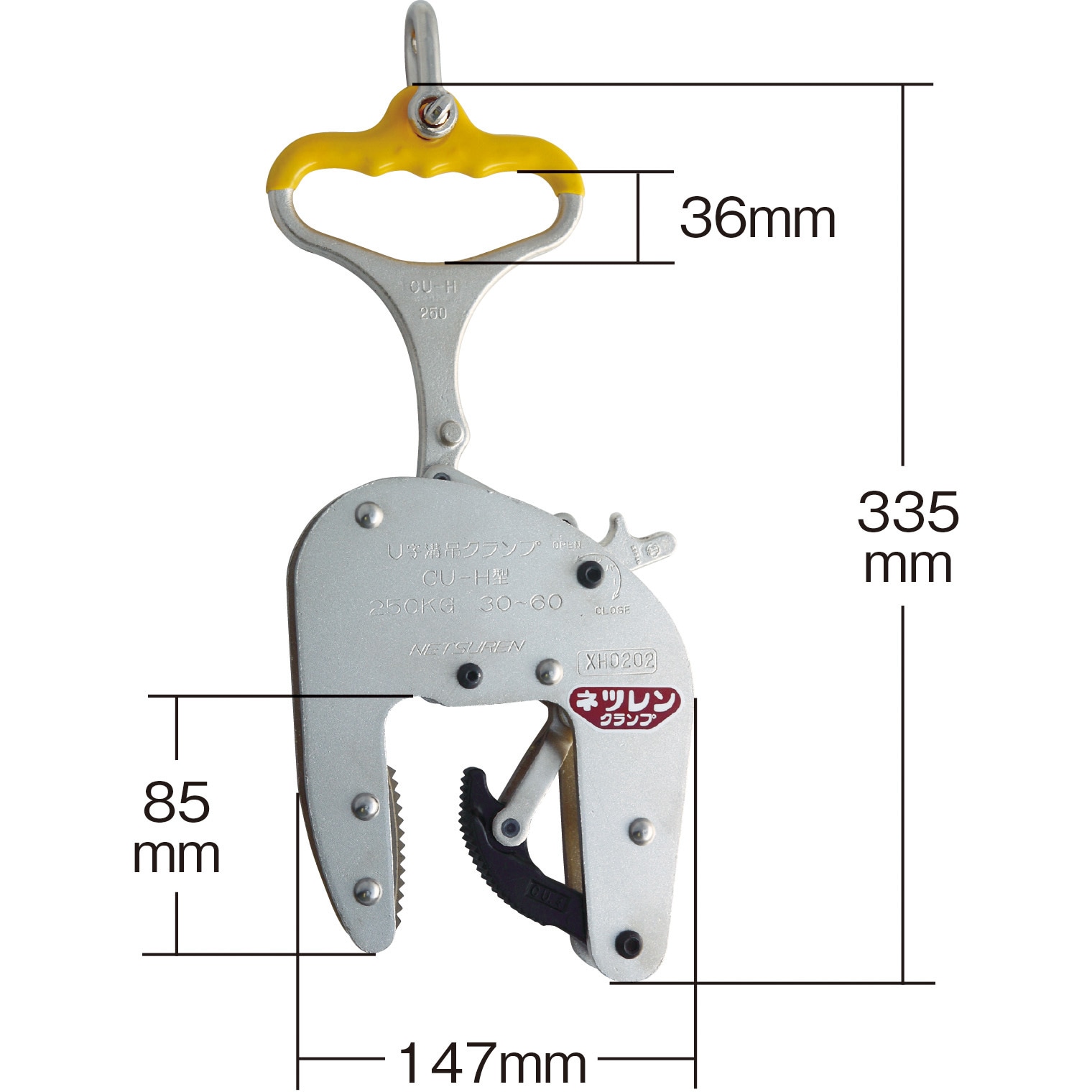 Ｕ字溝クランプ　　ネツレン ＣＵ－Ｍ型（８０） ２５０ＫＧ Ｕ字溝竪吊クランプ ② □NETSUREN CU−M型(80) 250KG U字溝竪吊クランプ F3001(4486340)