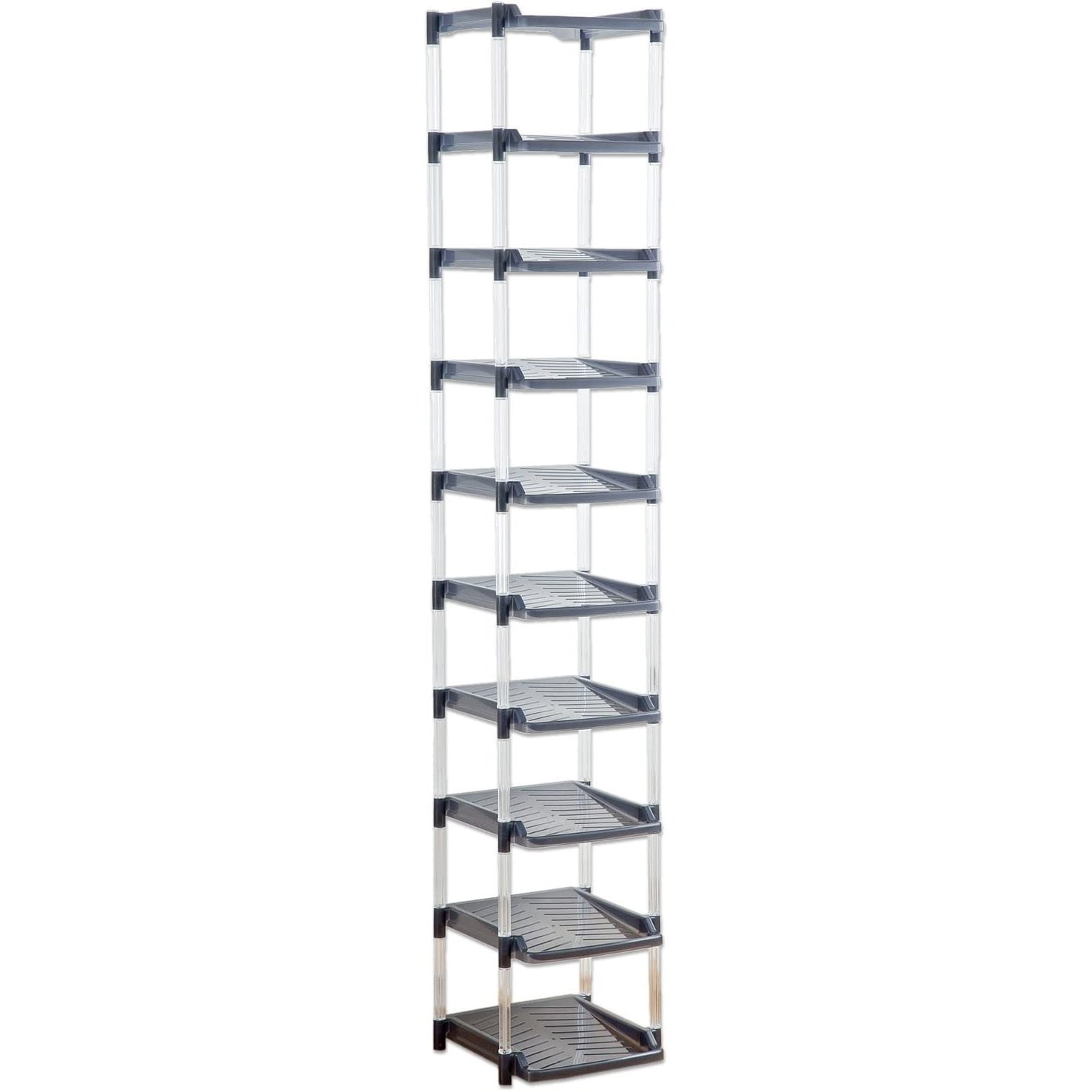 シューズラック スリム 10段 平和工業 グレー色  1セット(12個)