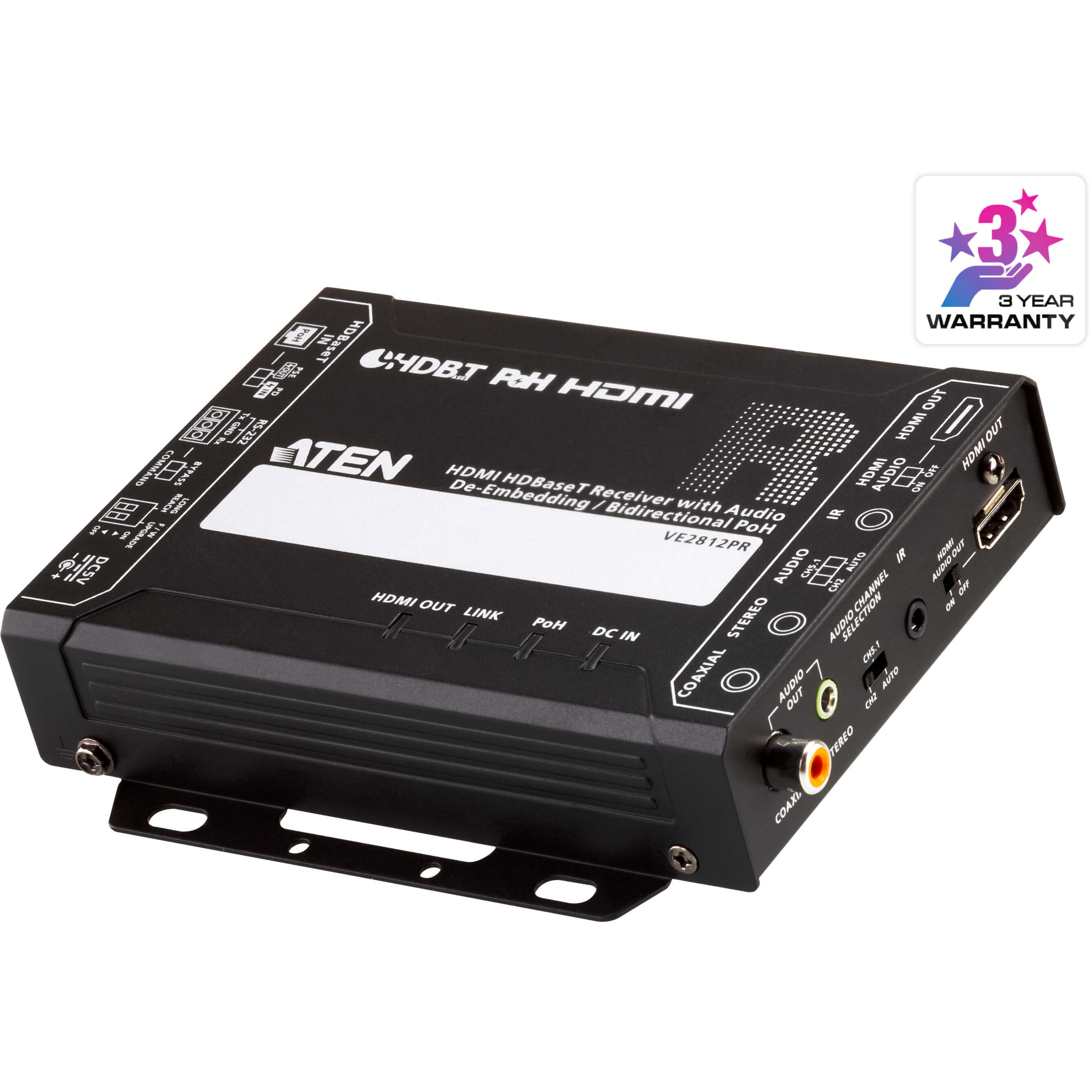 VE2812PR HDMI HDBaseT(TM)レシーバー(オーディオ・ディエンベデッド&双方向PoH対応) 1台 ATEN 【通販モノタロウ】