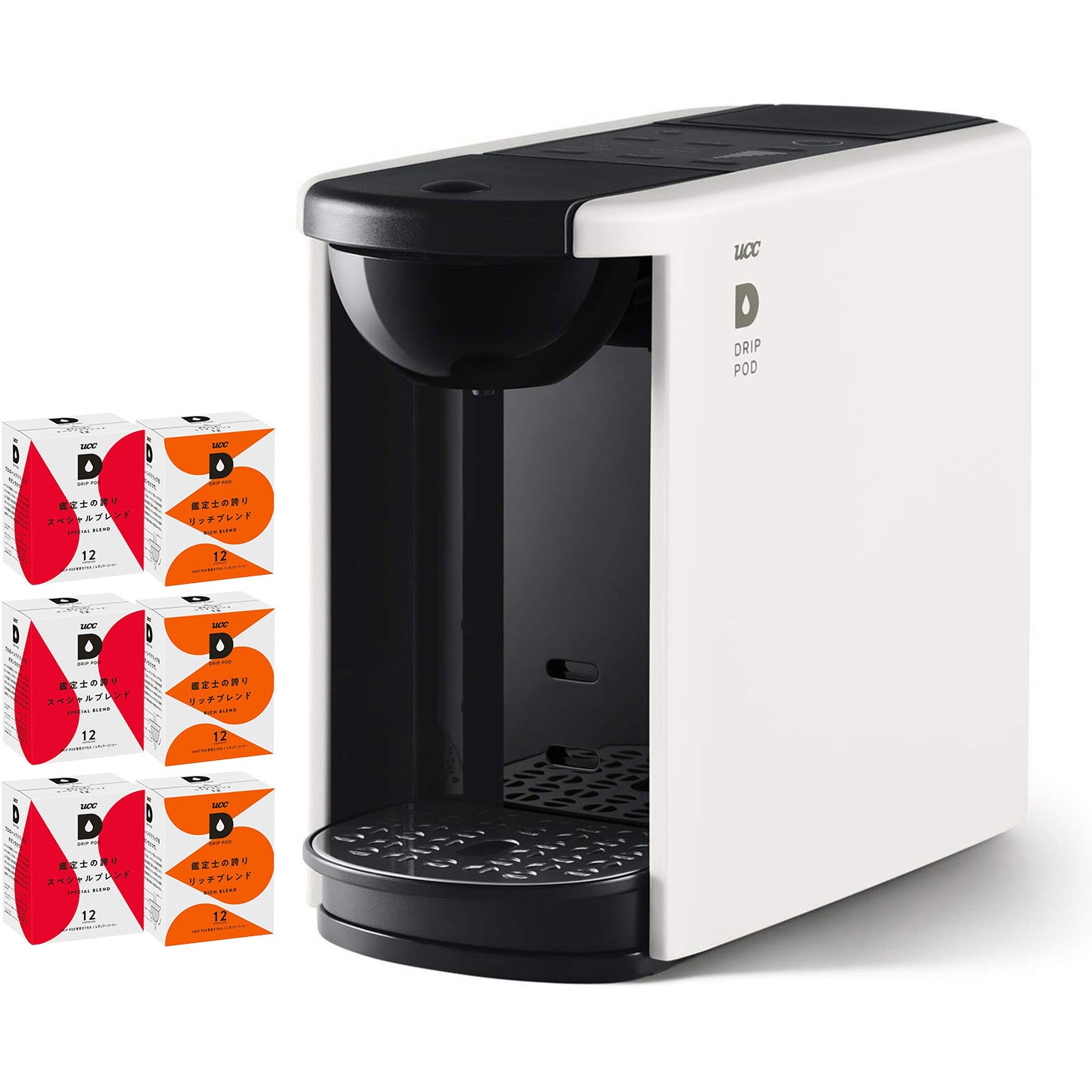 DP3(W)+アソートBOX 6箱 定番人気セット カプセル式コーヒーメーカー ドリップポッド DRIP POD 選べるアソートセット UCC(上島珈琲) ホワイト色 定番人気セットタイプ 14,024円
