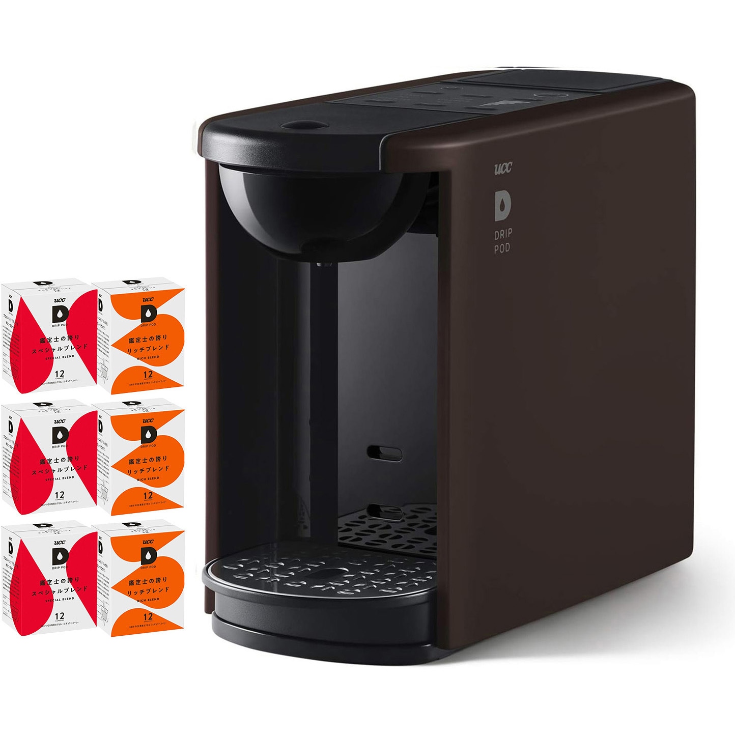 DP3(T)+アソートBOX 6箱 定番人気セット カプセル式コーヒーメーカー ドリップポッド DRIP POD 選べるアソートセット UCC(上島珈琲) ブラウン色 定番人気セットタイプ