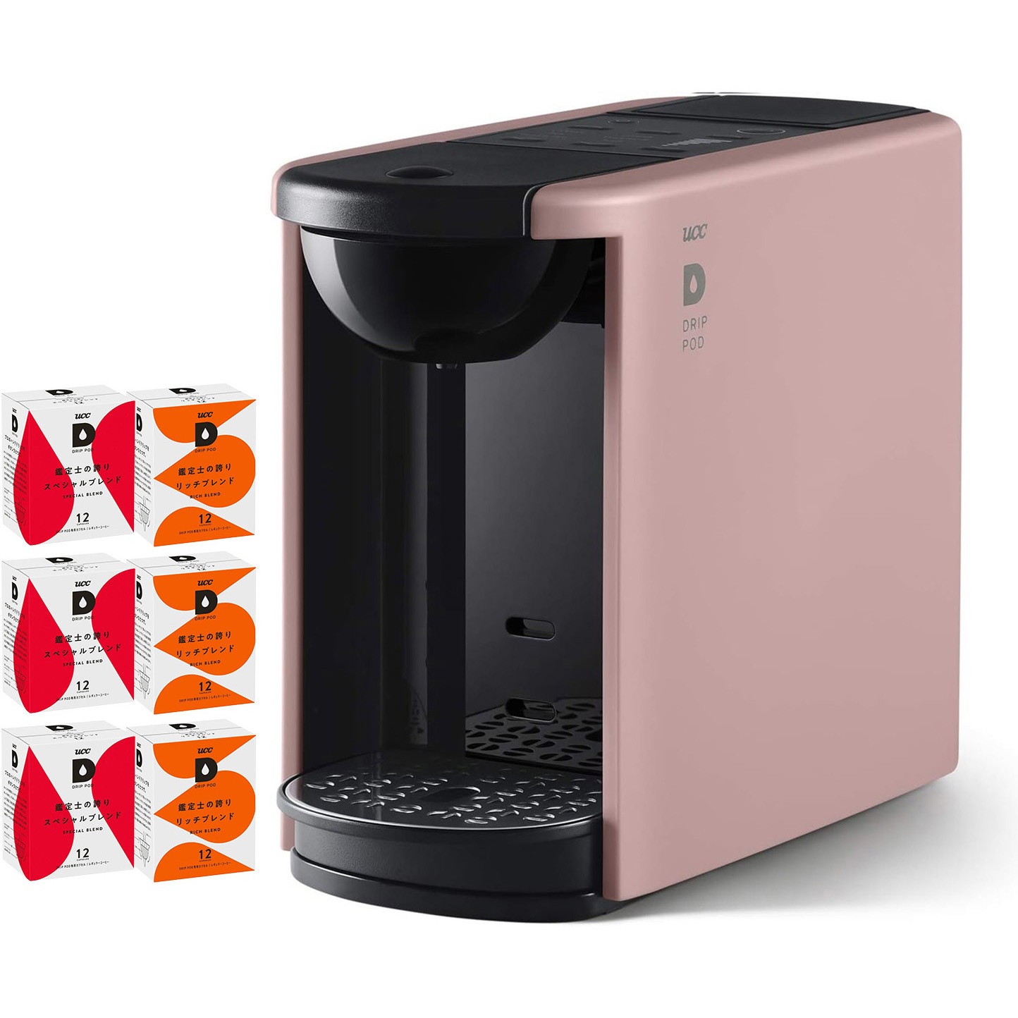 DP3(P)+アソートBOX 6箱 定番人気セット カプセル式コーヒーメーカー ドリップポッド DRIP POD 選べるアソートセット UCC(上島珈琲) アッシュローズ色 定番人気セットタイプ 13,845円