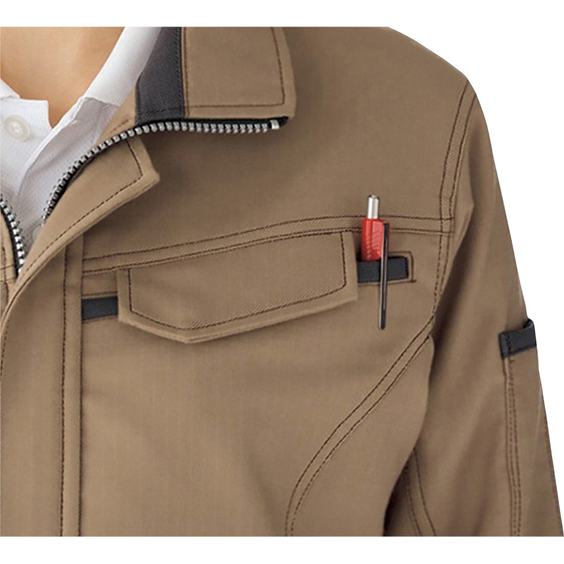 ミドリ安全 作業服 ベルデクセル 男女ペア 長袖ジャンパー 上 シルバーグレー L VES2521-UE-L (65-1290-39) ベルデクセルフレックス 男女ペア 交織ストレッチ長袖ジャンパー