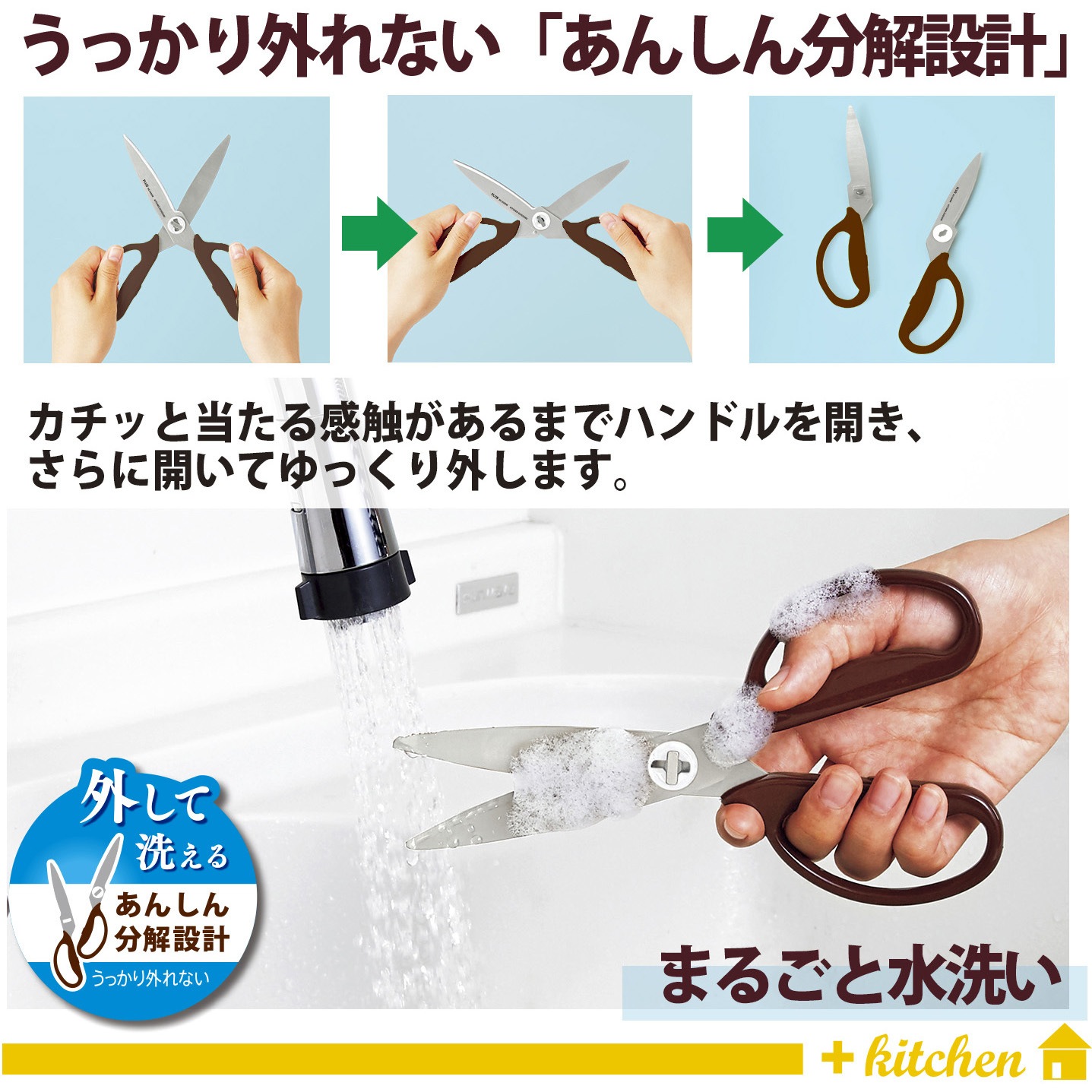 SC-200SW(35120) ハサミ キッチン用 ギザ刃 分解可 フィットカット