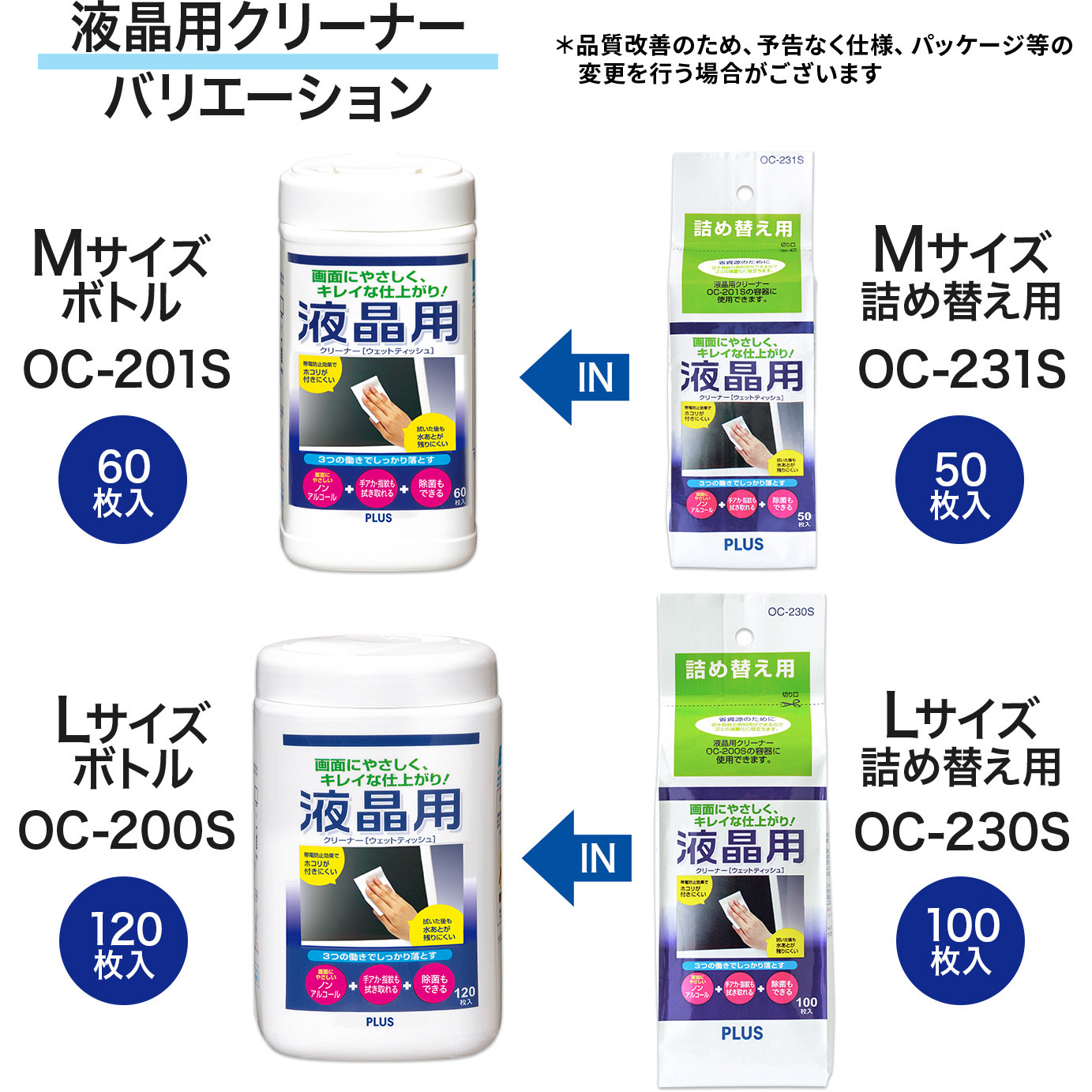 LARME001〜060 PECHE001〜006 ほか セット OC-200S(68827) 液晶用クリーナー 1個(120枚) PLUS(プラス)[文具