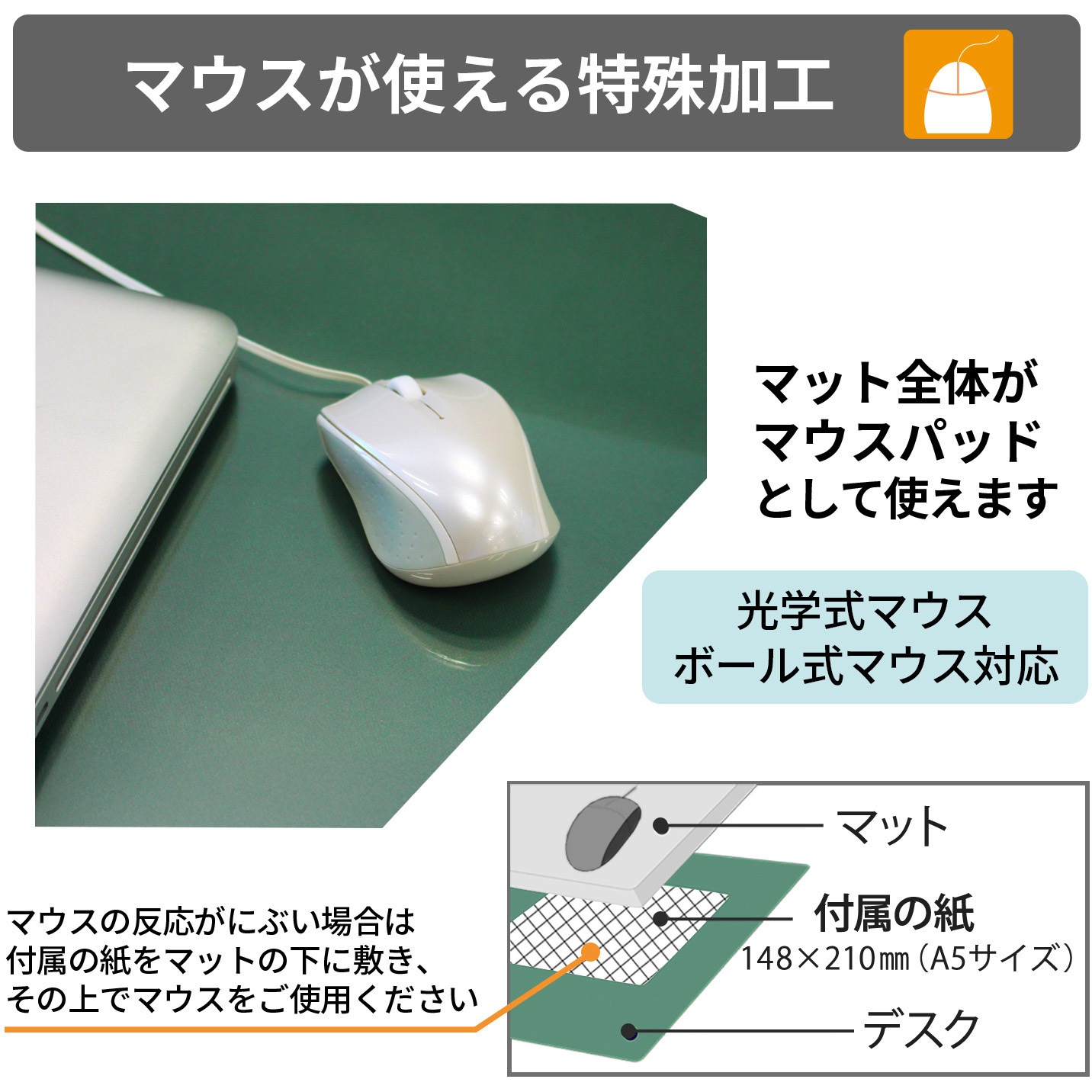 DM-167LW(41361) デスクマット 下敷き付き 光沢 マウス対応 軟質 1枚