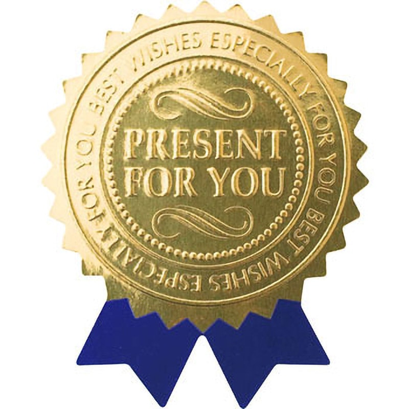 SG-8 リボンプレゼントシール HEADS(ヘッズ) ブルー色 幅41mm高さ51mm