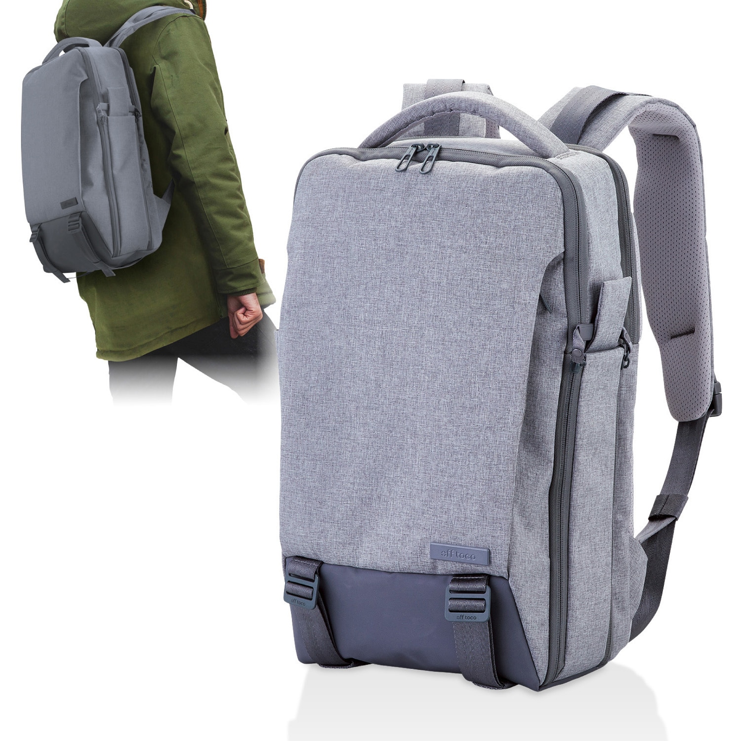 BM-OF02GY PCバッグ 15.6インチ リュック バックパック ビジネスバッグ