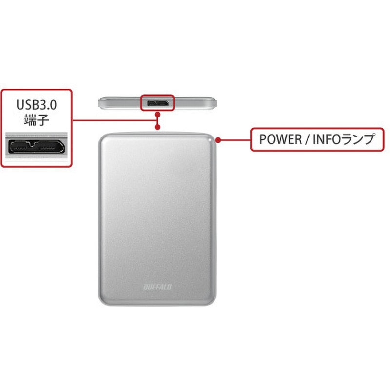 HD-PUS1.0U3-RDD USB3.1(Gen.1)対応 アルミ素材&薄型ポータブルHDD