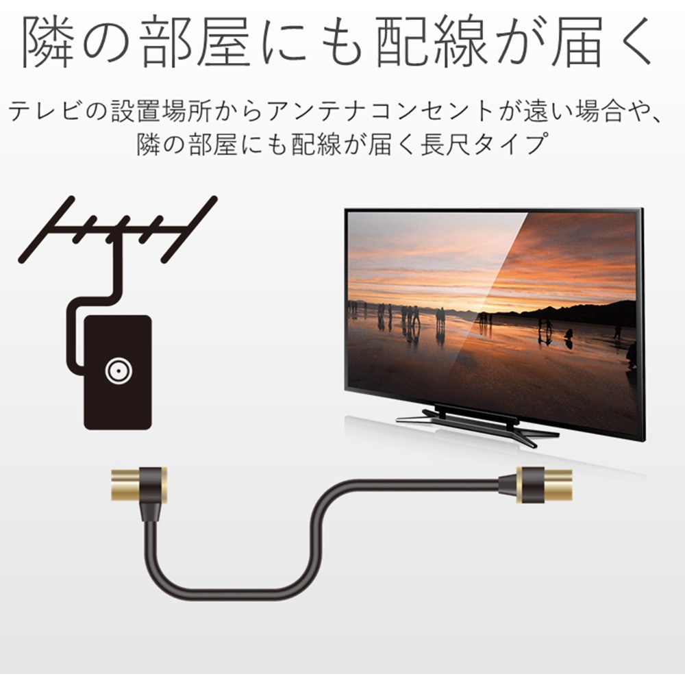 DH-ATLS48K100BK アンテナケーブル 4K8K対応 L-S型 TV接続用 エレコム