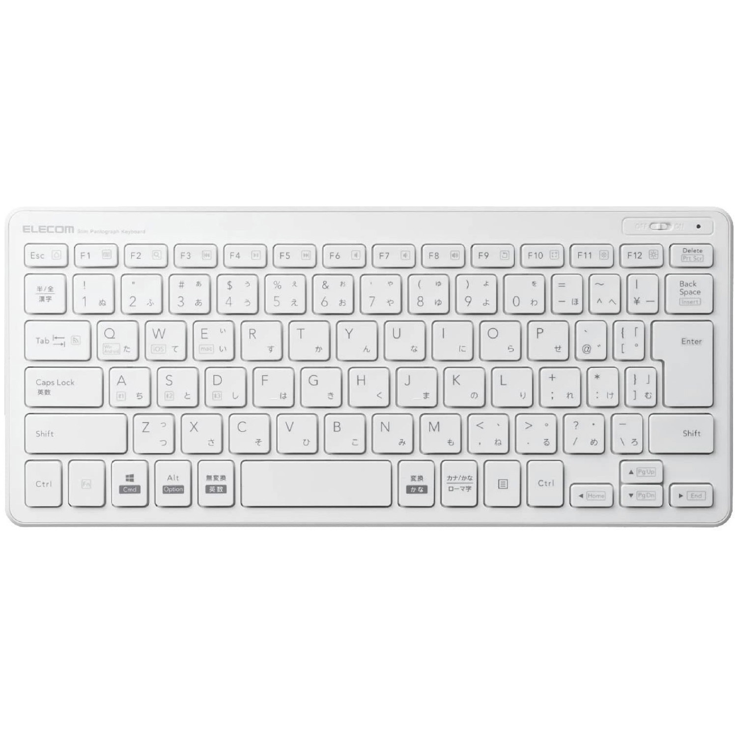 TK-FBP100WH キーボード ワイヤレス Bluetooth 無線 ミニキーボード パンタグラフ式 薄型 マルチOS対応 エレコム キー配列83 キー(日本語配列) ホワイト色   TK-FBP100WH