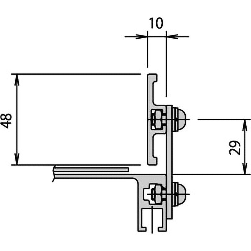 G-A1B-1.0RL(H=48) コンベヤ用アルミ製固定式ガイド 三機工業 長さ1m 1組