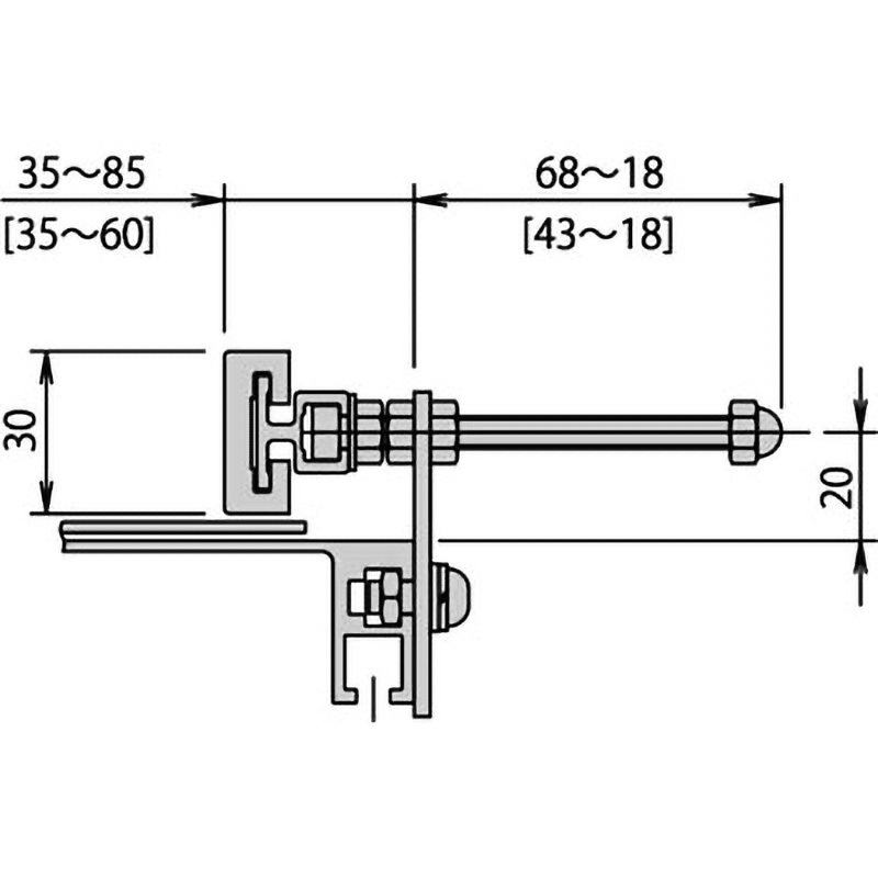 G-P2FA-2.0RL(H=30) コンベヤ用樹脂製調整式ガイド 1組 三機工業