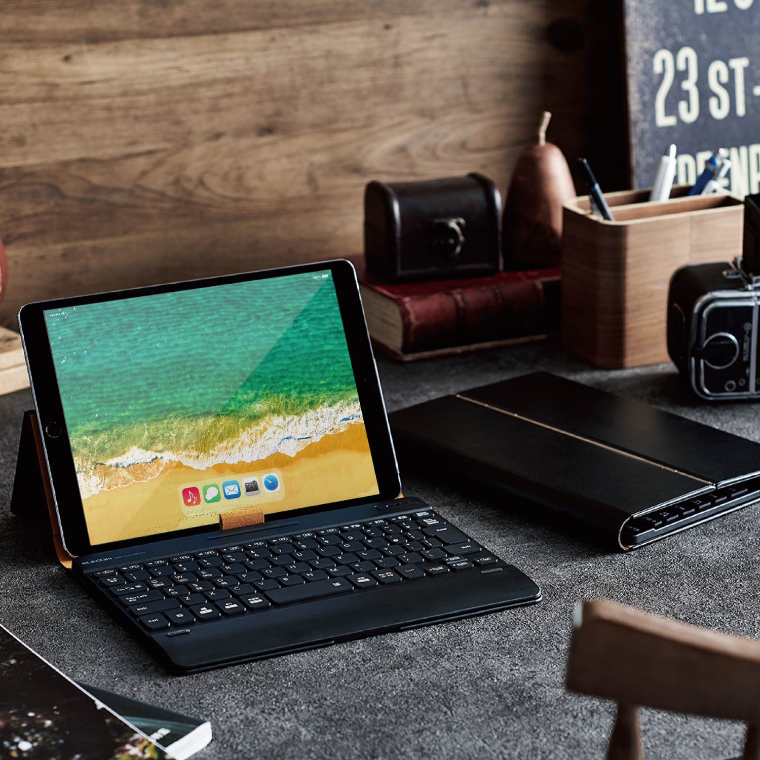TK-CAP03BU キーボード ワイヤレス Bluetooth 無線 ケース一体型 無