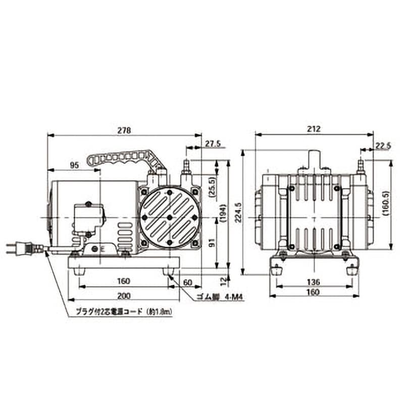 DA-60S ダイアフラム型ドライ真空ポンプ ULVAC(アルバック) 電源AC - 【通販モノタロウ】