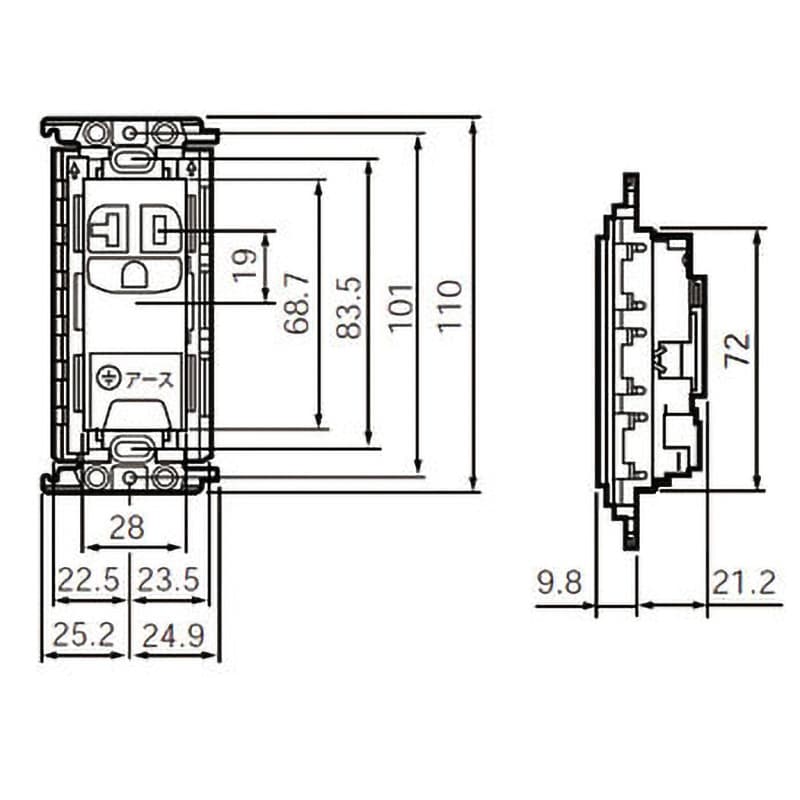 WTF19324WK コスモシリーズ 15A・20A兼用埋込アースターミナル付接地コンセント(250V) パナソニック(Panasonic)  絶縁枠タイプ - 【通販モノタロウ】