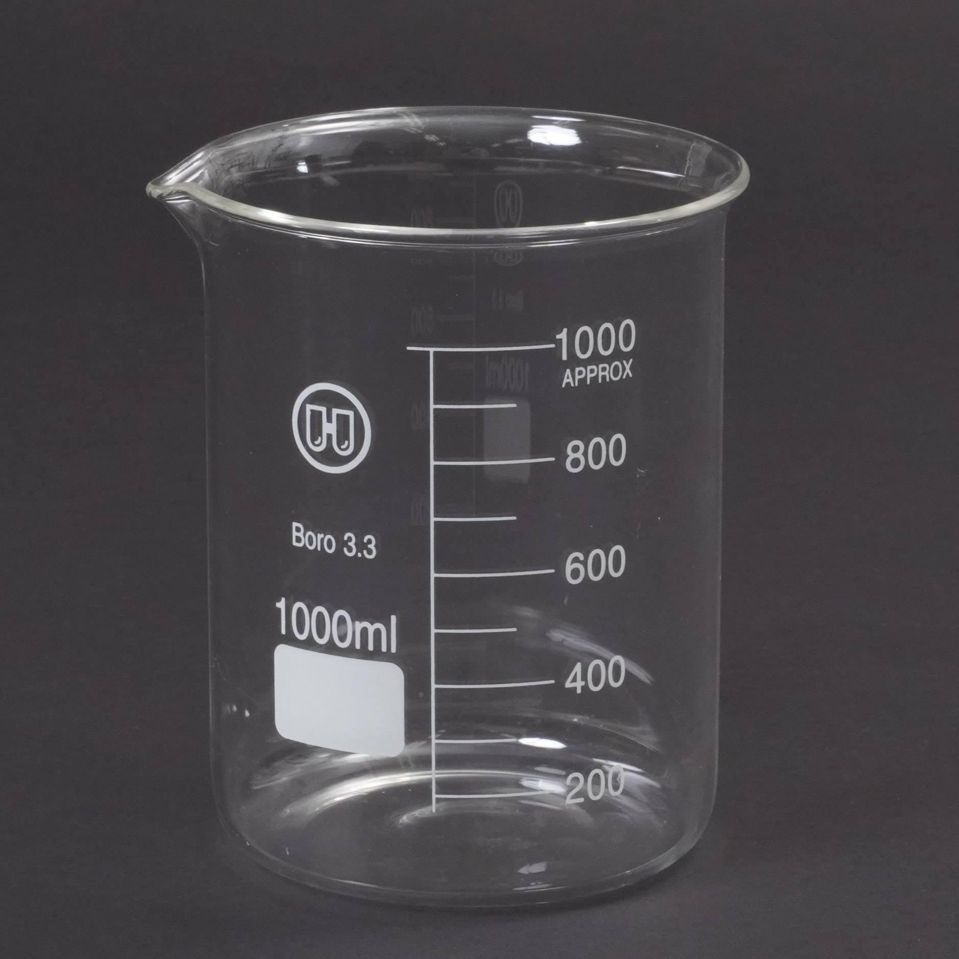 MB1000 ビーカー ガラス製 モノタロウ 1000mL 目盛あり(白色) 1個