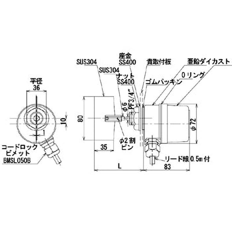 HL-400-AC100V-L-135 小型パドル式レベルスイッチ 1台 東和制電工業(TOWA) 【通販モノタロウ】